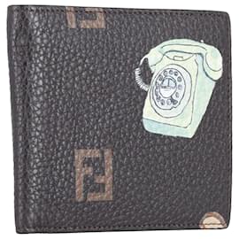 Fendi-Fendi Printed Bi-Fold Wallet in Brown Leather-Other