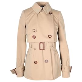 Alexander Mcqueen-Trench corto Alexander McQueen con cintura in cotone beige-Beige