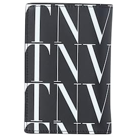 Valentino Garavani-Valentino Garavani VLTN-Print Cardholder in Black Leather-Other