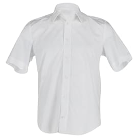 Acne-Acne Studios Kurzärmliges Hemd mit Knopfleiste vorne aus weißer Baumwollpopeline-Weiß