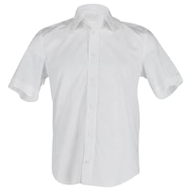 Acne-Acne Studios Short Sleeve Button Front Shirt in White Cotton Poplin -White
