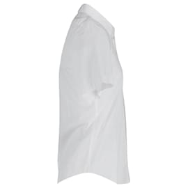 Acne-Acne Studios Short Sleeve Button Front Shirt in White Cotton Poplin -White