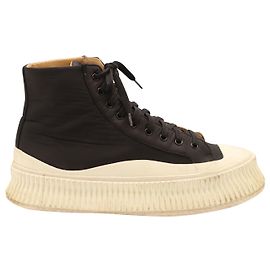 Jil Sander Vulkanisierte High-Top-Sneakers aus schwarzem Canvas Schwarz