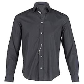 Acne-Acne Studios Classic Fit Button Up Shirt in Black Cotton-Black