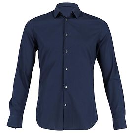 Camicia frontale con bottoni a manica lunga slim fit di Acne Studios in cotone blu navy Blu Blu navy