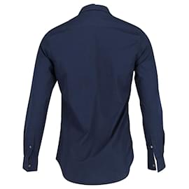 Acne-Acne Studios Slim Fit Long Sleeve Button Front Shirt in Navy Blue Cotton -Blue,Navy blue