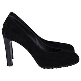 Tod's-Zapatos de salón Tod's con piedras de goma en ante negro-Negro