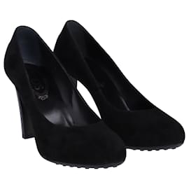 Tod's-Zapatos de salón Tod's con piedras de goma en ante negro-Negro