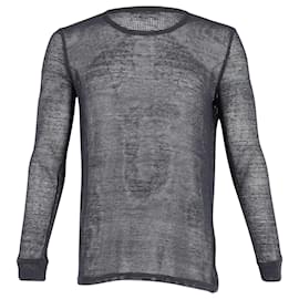 Balmain Langarm-Stricknetzoberteil aus schwarzer Baumwolle Schwarz