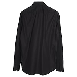 Saint Laurent-Camisa con volantes en seda negra de Saint Laurent Paris-Negro