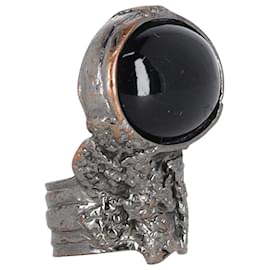 Saint Laurent-Yves Saint Laurent Ovaler Arty-Ring aus silberfarbenem Metall-Silber