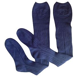 Chanel high socks Blue