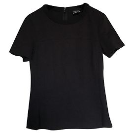 Chanel black short sleeve cotton top Black