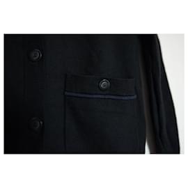 Chanel-Chanel Uniforme cardigã preto e azul-Preto,Azul