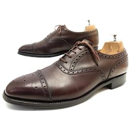 JM Weston-JM WESTON RICHELIEU SHOES 310 flowered tip 8E 42 LARGE BLACK LEATHER SHOES-Brown