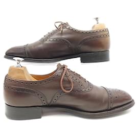 JM Weston-JM WESTON RICHELIEU SHOES 310 flowered tip 8E 42 LARGE BLACK LEATHER SHOES-Brown