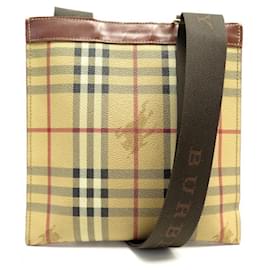 Burberry-BURBERRY HANDBAG SHOULDER BAG MESSENGER CANVAS TARTAN CHECK BAG-Beige