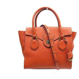 Ralph Lauren-BOLSO DE MANO RALPH LAUREN MILLBROOK EN PIEL GRANULADA NARANJA BOLSO BANDOULIERE-Naranja