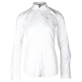 Dsquared2-Dsquared2 Camicia button-down in cotone biologico bianco-Bianco