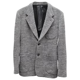 Dolce & Gabbana-Dolce & Gabbana Single-Breasted Blazer Coat in Grey Wool-Grey