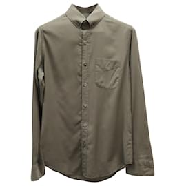 Tom Ford-Camisa de manga comprida com botões Tom Ford em algodão verde-oliva-Verde,Verde oliva