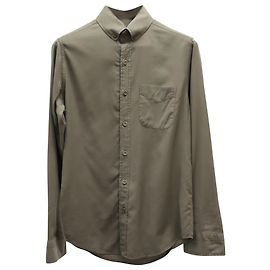 Tom Ford Button-Down-Langarmhemd aus olivgrüner Baumwolle Grün Olivgrün