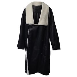 Loewe Shearling Long Coat in Black Sheep Leather Black