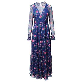 Philosophy Di Lorenzo Serafini Maxikleid mit Blumenmuster aus Polyester mit blauem Druck Andere