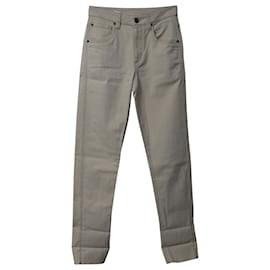 Brunello Cucinelli-Brunello Cucinelli Jeans mit mittelhohem Bund aus cremefarbener Baumwolle-Weiß,Roh