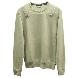 Alexander McQueen Sweatshirt mit Reißverschluss an der Schulter aus grüner Baumwolle Grün