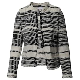 Iro-IRO Zlata Striped Tweed Jacket in Black and White Cotton-Multiple colors