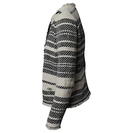 Iro-IRO Zlata Striped Tweed Jacket in Black and White Cotton-Other,Python print