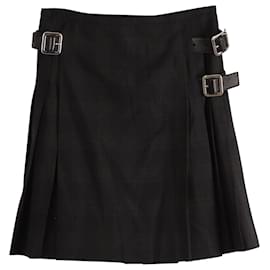Prada-Prada Pleated Skirt in Black Wool-Blue