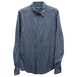 Gucci-Gucci Slim Fit Floral Print Shirt in Blue Cotton-Blue