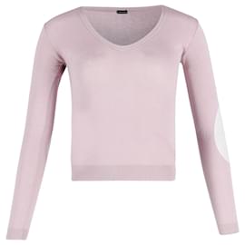 Joseph-Joseph V-Neck Sweater in Pink Cotton-Pink