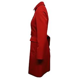 Stella Mc Cartney-Trench Stella Mccartney con petto foderato e cintura in lana rossa-Rosso