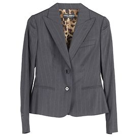 Dolce & Gabbana Einreihiger Blazer aus dunkelgrauer Wolle Grau
