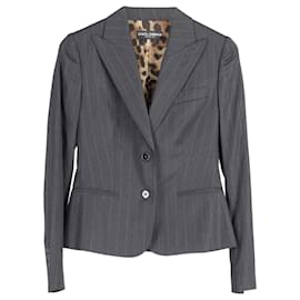 Dolce & Gabbana-Dolce & Gabbana Single Breasted Blazer in Dark Grey Wool -Grey