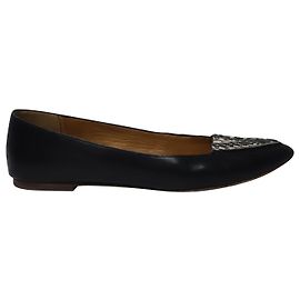 Coach Oakland Snake Print Pointed Ballet Flats in Black Leather Black