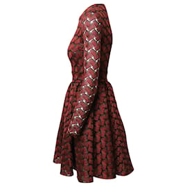 Maje-Maje Royani Jacquard Dress in Red Polyester-Red