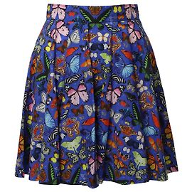 Minissaia borboleta Mary Katrantzou em viscose com estampa azul Azul