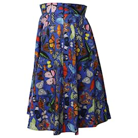 Mary Katrantzou-Mary Katrantzou Butterfly Mini Skirt in Blue Print Viscose-Blue