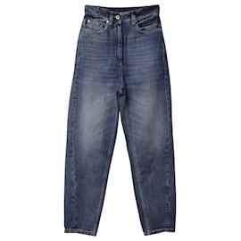 Brunello Cucinelli-Brunello Cucinelli High-Waist Tapered Leg Jeans in Blue Cotton-Blue