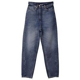 Jeans Brunello Cucinelli a vita alta con gamba affusolata in cotone blu Blu