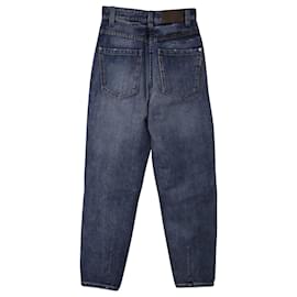 Brunello Cucinelli-Brunello Cucinelli High-Waist Tapered Leg Jeans in Blue Cotton-Blue