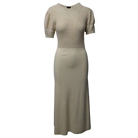 Theory Stretch-Strickkleid mit Einsätzen aus ecrufarbener Wolle Weiß Roh