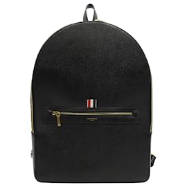 Thom Browne-Thom Browne Classic Pebbled Backpack in Black Leather-Black