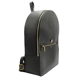 Thom Browne-Thom Browne Classic Pebbled Backpack in Black Leather-Black