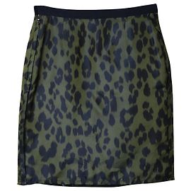 Lanvin Leopard Print Midi Skirt in Multicolor Silk Multiple colors