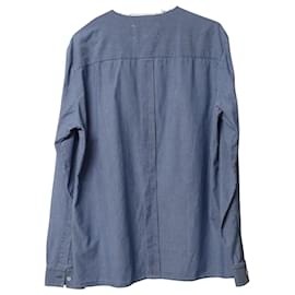Maison Martin Margiela-Maison Margiela Uncollared Shirt in Light Denim Blue Cotton-Blue